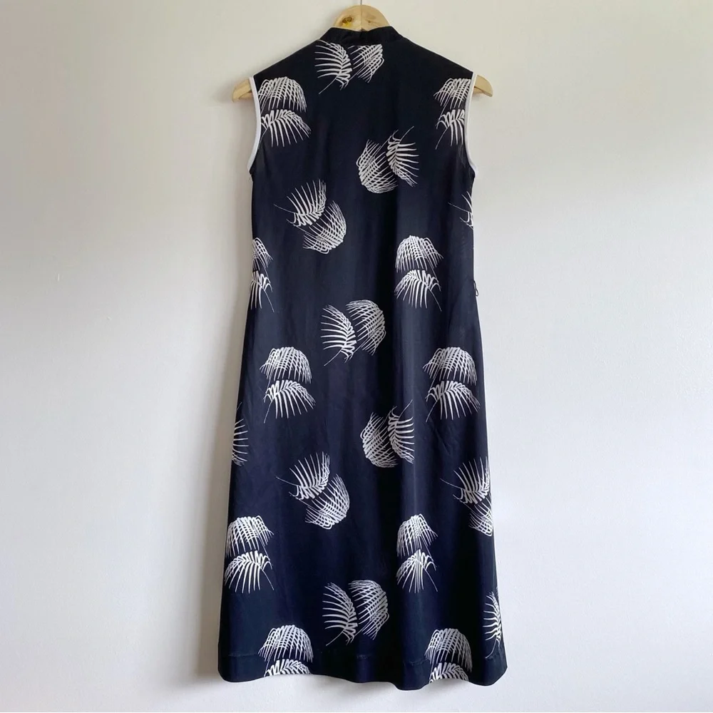 Vintage Pleskin Black White Leaf Print Dress - Picture 10 of 17